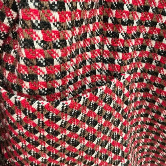 Ann Taylor Collarless Blazer Wool Blend  Red Brown Houndstooth Tweed Jacket 14 - Picture 4 of 16